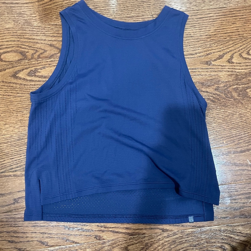 Blue Lululemon Tank Top- Train to Be Tank Top High-Low Hem